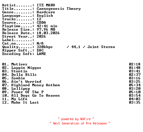 NFO for the release ITZ_MARV-Caenogenesis_Theory-WEB-2026-XTC_iNT by XTC_iNT