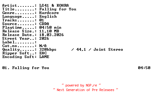 NFO for the release LS41_and_KOHRA-Falling_for_You-SINGLE-WEB-2026-XTC_iNT by XTC_iNT