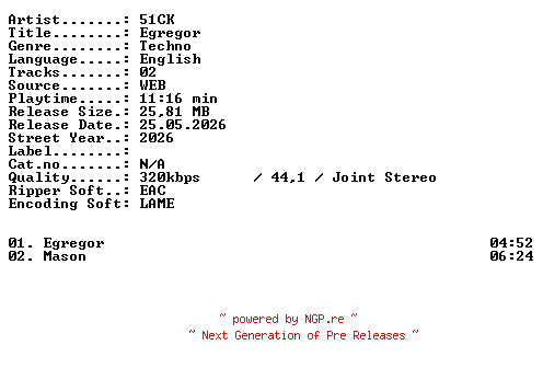NFO for the release 51CK-Egregor-WEB-2026-XTC_iNT by XTC_iNT