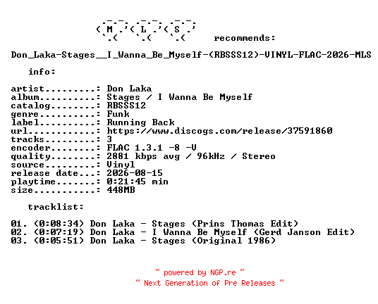 NFO for the release Don_Laka-Stages__I_Wanna_Be_Myself-(RBSSS12)-VINYL-FLAC-2026-MLS by MLS