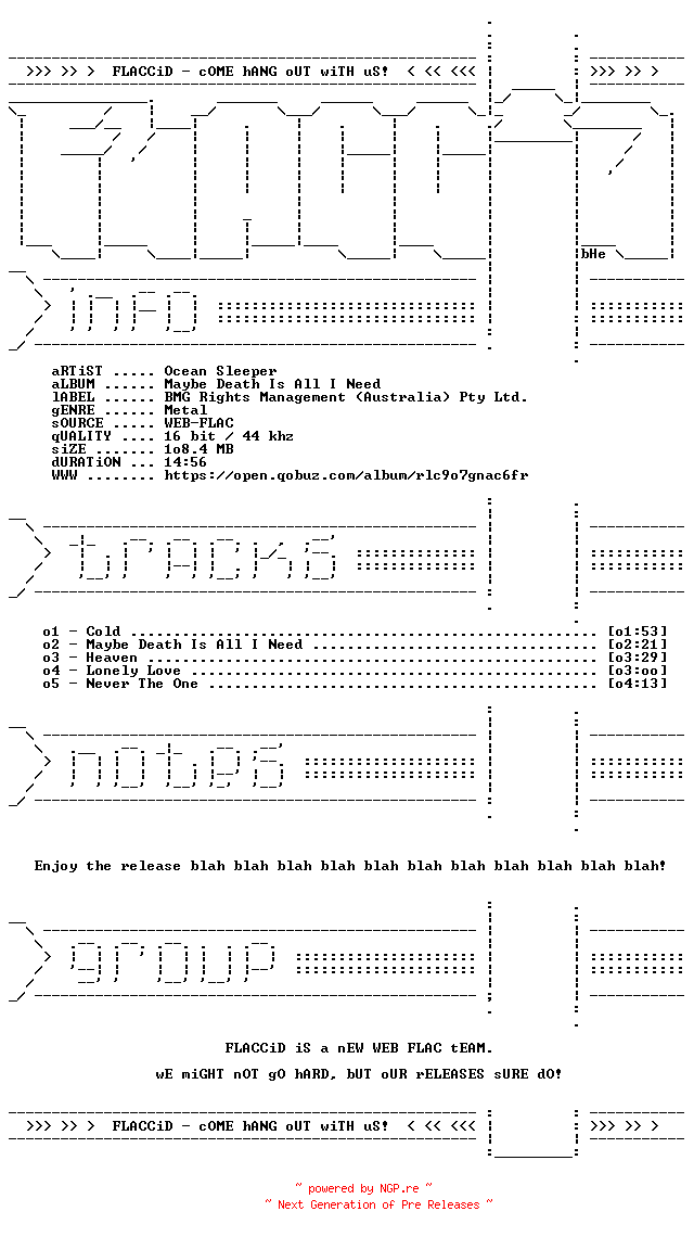 NFO for the release Ocean_Sleeper-Maybe_Death_Is_All_I_Need-EP-16BIT-WEB-FLAC-2024-FLACCiD by FLACCiD