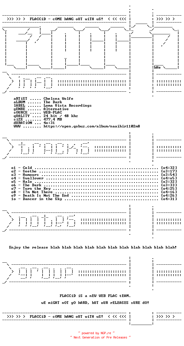 NFO for the release Chelsea_Wolfe-The_Dark-24BIT-48KHZ-WEB-FLAC-2026-FLACCiD by FLACCiD
