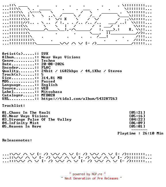 NFO for the release SVK-Near_Ways_Visions-MTB028-24BIT-WEB-FLAC-2026-WAVED by WAVED