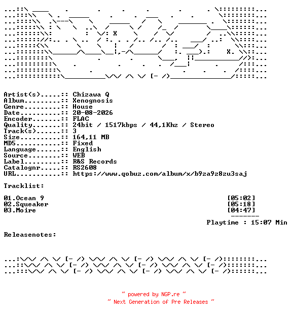 NFO for the release Chizawa_Q-Xenognosis-RS2608-24BIT-WEB-FLAC-2026-WAVED by WAVED