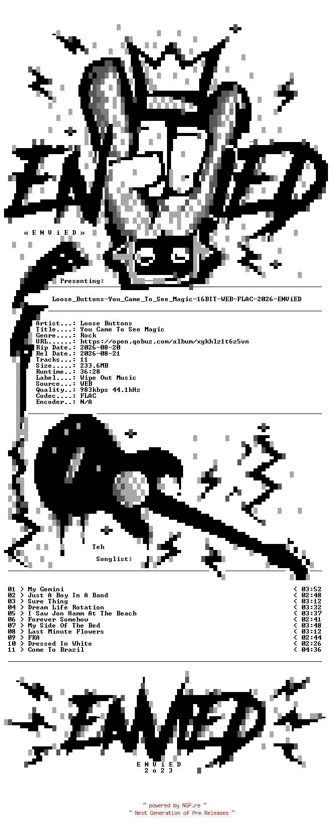 NFO for the release Loose_Buttons-You_Came_To_See_Magic-16BIT-WEB-FLAC-2026-ENViED by ENViED
