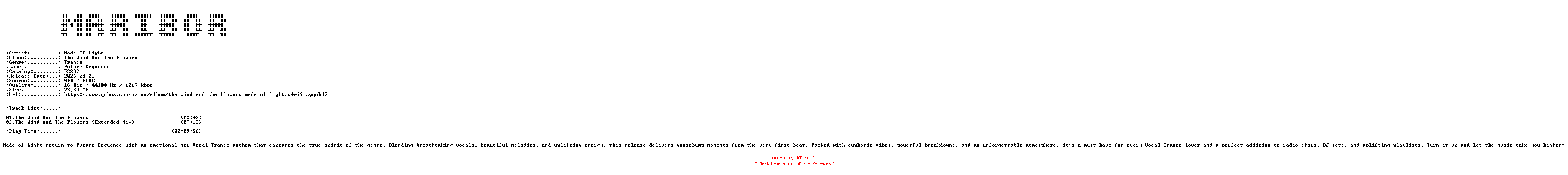 NFO for the release Made_Of_Light-The_Wind_And_The_Flowers-(FS289)-16BIT-WEB-FLAC-2026-MARiBOR by MARiBOR