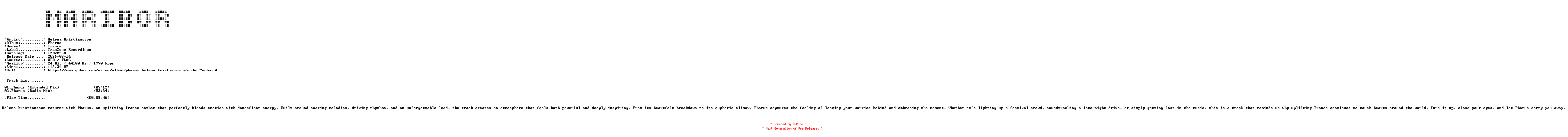 NFO for the release Helena_Kristiansson-Pharus-(TZR20268)-24BIT-WEB-FLAC-2026-MARiBOR by MARiBOR