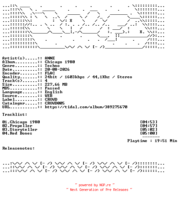 NFO for the release ANNE-Chicago_1980-CROWD005-24BIT-WEB-FLAC-2024-WAVED by WAVED