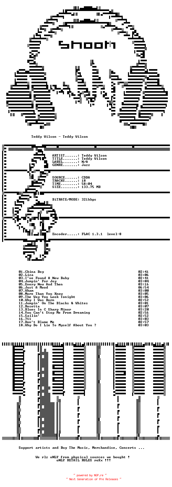 NFO for the release Teddy_Wilson-Teddy_Wilson-CD-FLAC-1996-SNOOK by SNOOK