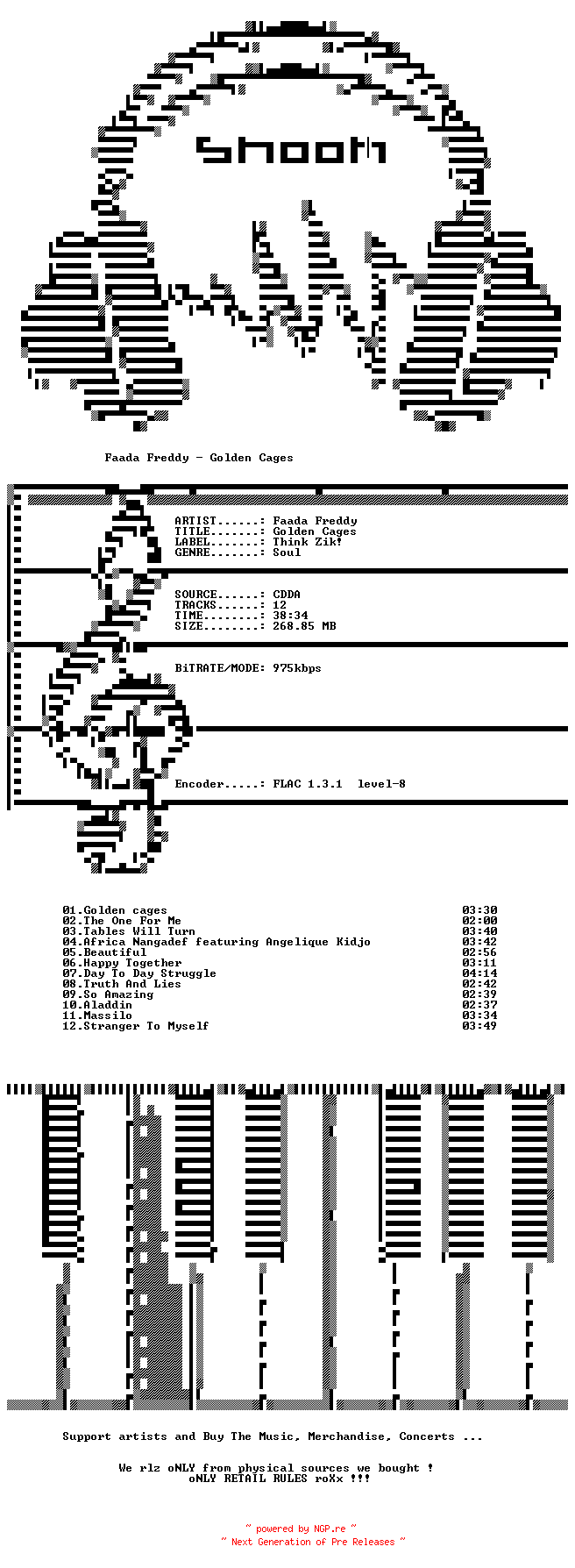 NFO for the release Faada_Freddy-Golden_Cages-CD-FLAC-2024-SNOOK by SNOOK