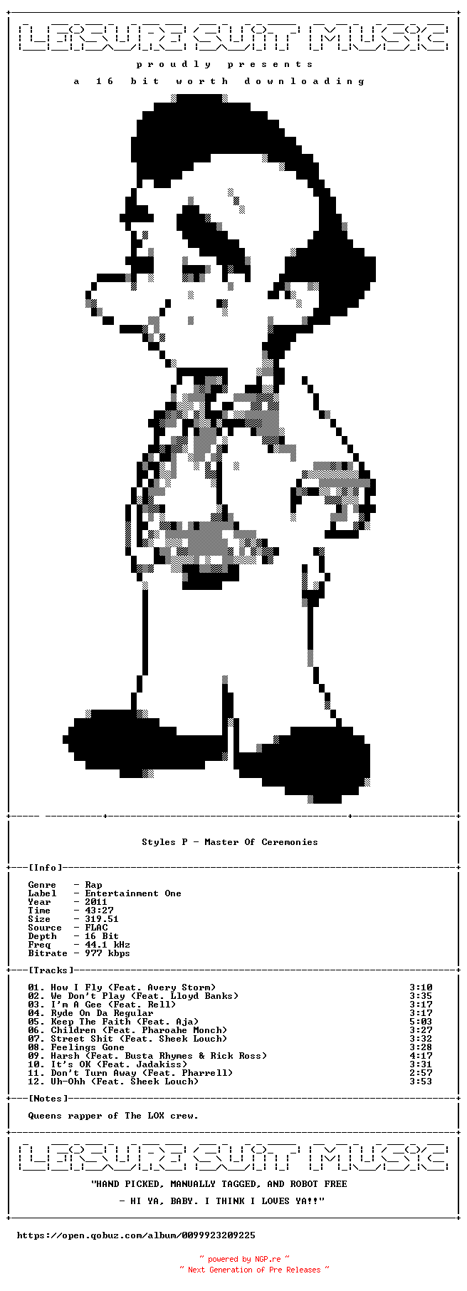 NFO for the release Styles_P-Master_Of_Ceremonies-16BIT-WEB-FLAC-2011-LSM by LSM