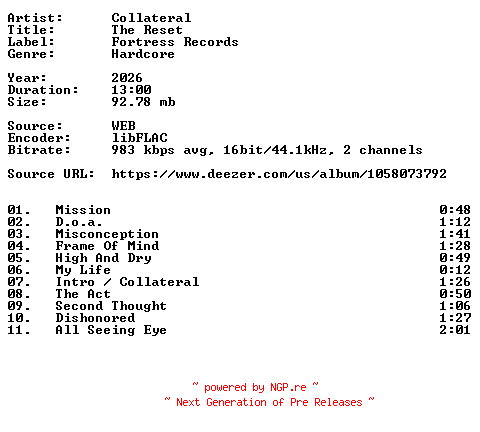 NFO for the release Collateral-The_Reset-16BIT-WEB-FLAC-2026-VEXED by VEXED