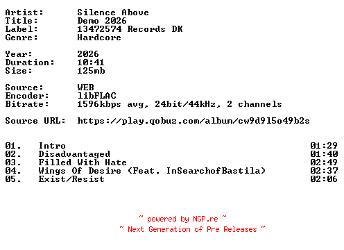 NFO for the release Silence_Above-Demo_2026-24BIT-WEB-FLAC-2026-VEXED by VEXED