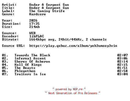 NFO for the release Under_A_Serpent_Sun-Under_A_Serpent_Sun-24BIT-WEB-FLAC-2026-VEXED by VEXED