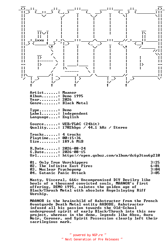 NFO for the release Maanor-Demo_1995-DEMO-24BIT-WEB-FLAC-2026-MOONBLOOD by MOONBLOOD
