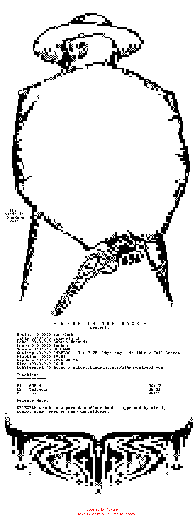 NFO for the release Yan_Cook-Spiegeln_EP-(CUB006)-16BIT-WEB-FLAC-2013-AGITB by AGITB
