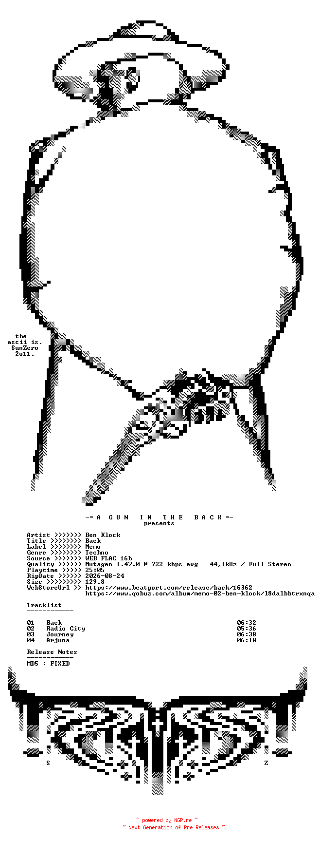 NFO for the release Ben_Klock-Back-(MEMO02)-16BIT-WEB-FLAC-2005-AGITB by AGITB