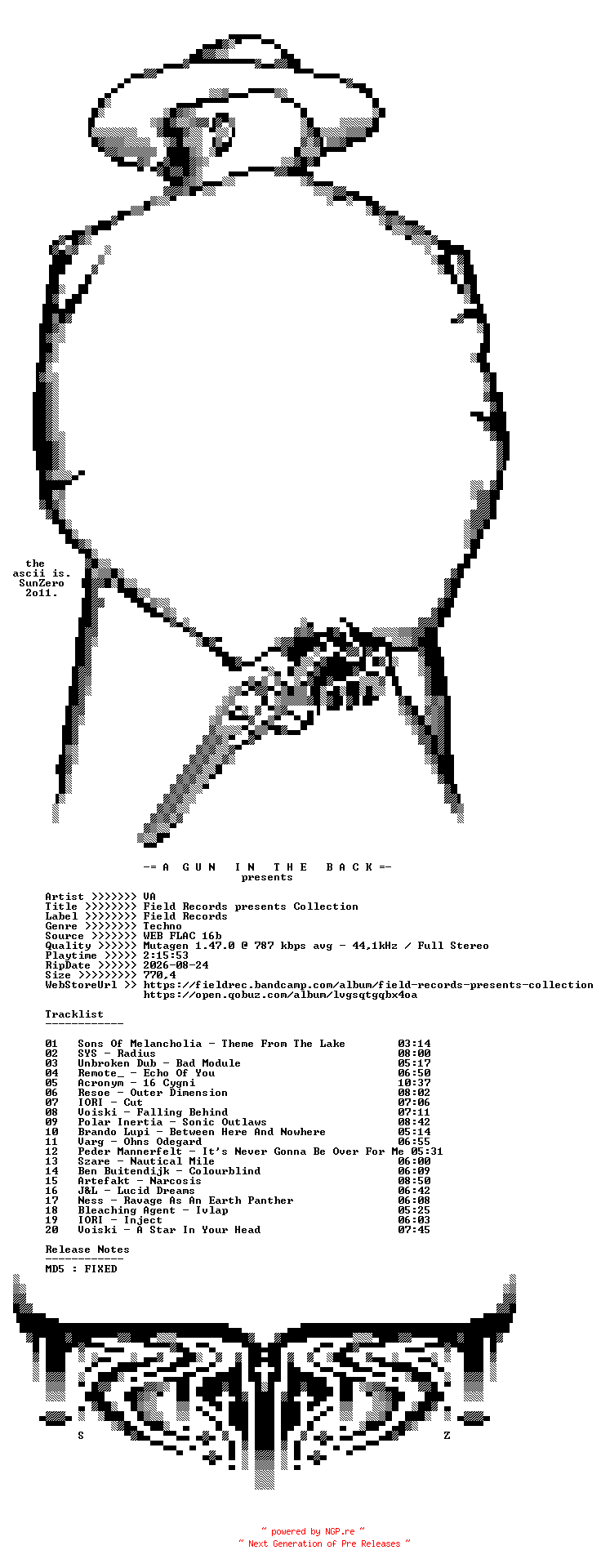 NFO for the release VA-Field_Records_presents_Collection-(FCD01)-16BIT-WEB-FLAC-2014-AGITB by AGITB