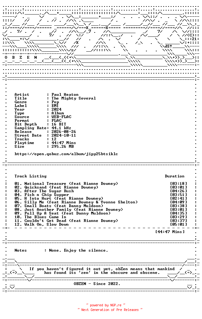 NFO for the release Paul_Heaton-The_Mighty_Several-16BIT-WEB-FLAC-2024-OBZEN by OBZEN