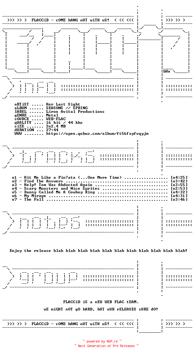 NFO for the release Her_Last_Sight-SEASONS____SPRING-EP-16BIT-WEB-FLAC-2026-FLACCiD by FLACCiD
