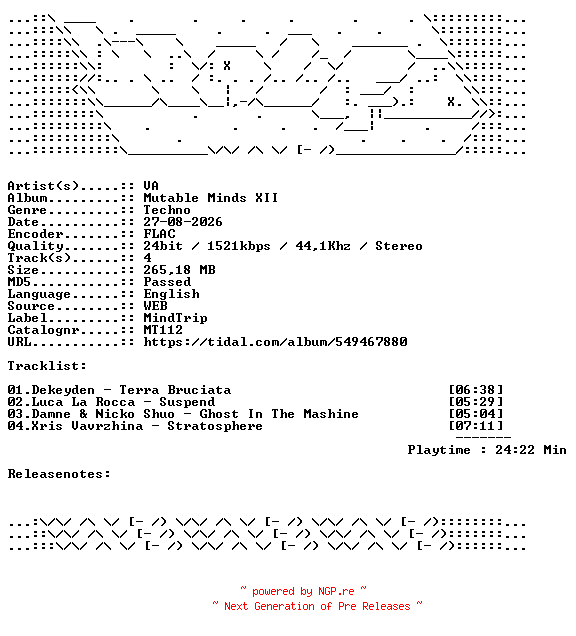NFO for the release VA-Mutable_Minds_XII-MT112-24BIT-WEB-FLAC-2026-WAVED by WAVED