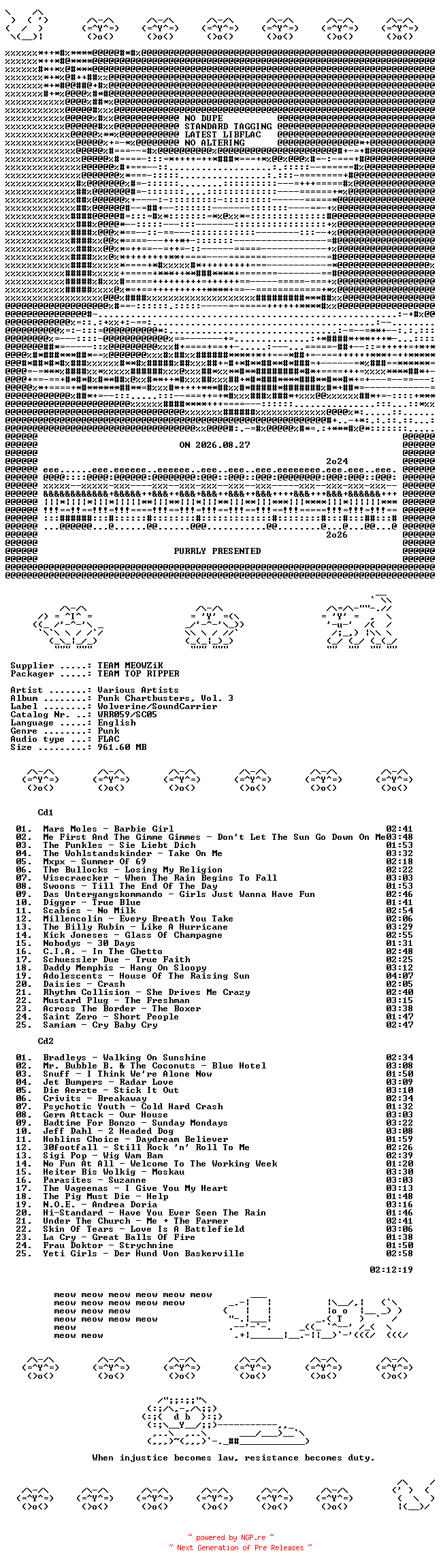 NFO for the release VA--Punk_Chartbusters_Vol_3-2CD-FLAC-1998-MEOWZiK by MEOWZiK