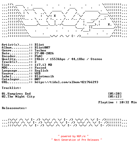 NFO for the release Blint-Blint007-007-24BIT-WEB-FLAC-2025-WAVED by WAVED