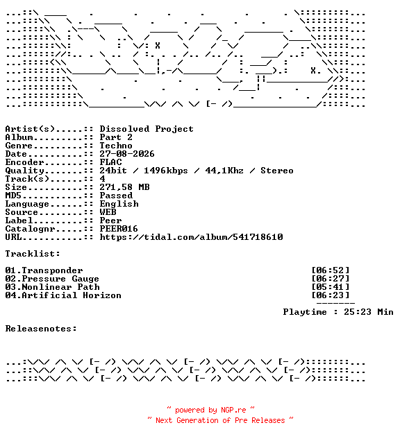 NFO for the release Dissolved_Project-Part_2-PEER016-24BIT-WEB-FLAC-2026-WAVED by WAVED