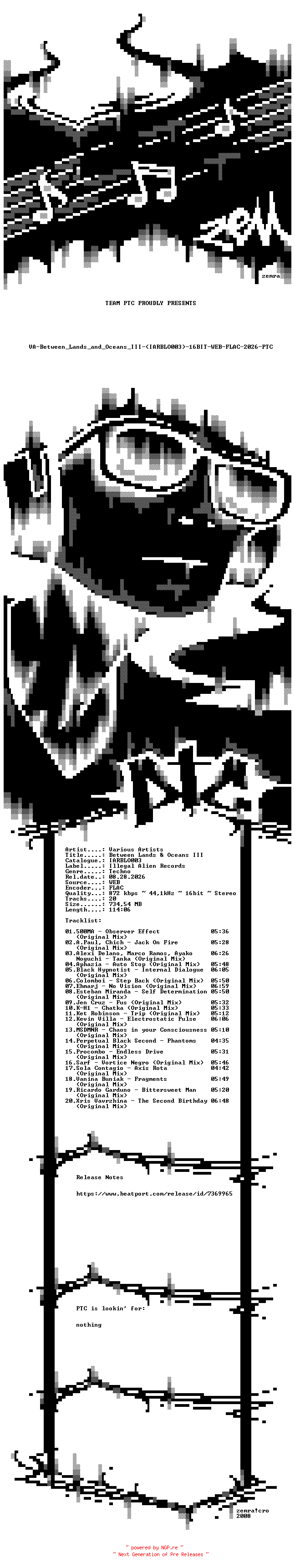 NFO for the release VA-Between_Lands_and_Oceans_III-(IARBLO003)-16BIT-WEB-FLAC-2026-PTC by PTC