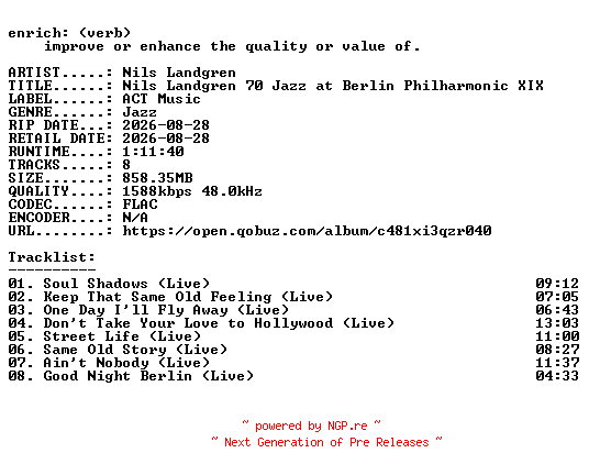 NFO for the release Nils_Landgren-Nils_Landgren_70_Jazz_at_Berlin_Philharmonic_XIX-24BIT-WEB-FLAC-2026-ENRiCH by ENRiCH