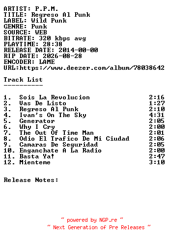 NFO for the release P.P.M.-Regreso_Al_Punk-WEB-ES-2014-SDR by SDR
