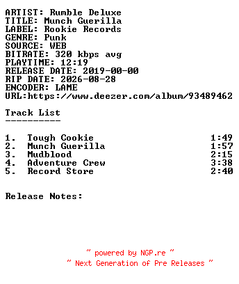 NFO for the release Rumble_Deluxe-Munch_Guerilla-WEB-2019-SDR by SDR
