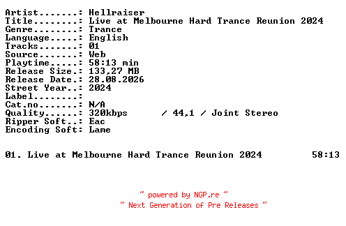 NFO for the release HELLRAISER-Live_at_MELBOURNE_HARD_TRANCE_REUNION_2024-WEB-2024-XTC_iNT by XTC_iNT
