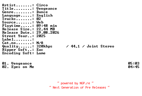 NFO for the release Circo-Vengeance-WEB-2025-XTC_iNT by XTC_iNT