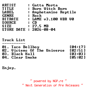 NFO for the release Gatta_Morta-Burn_Witch_Burn-EP-2026-r35 by r35