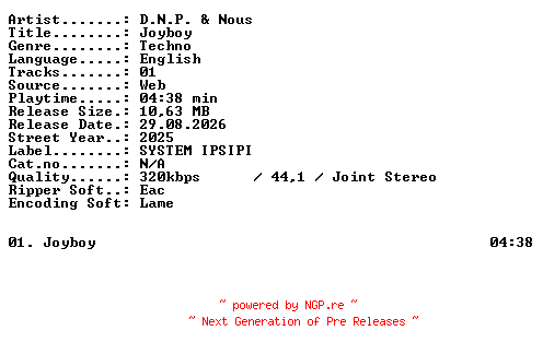 NFO for the release DNP_and_Nous-Joyboy-SINGLE-WEB-2025-XTC_iNT by XTC_iNT