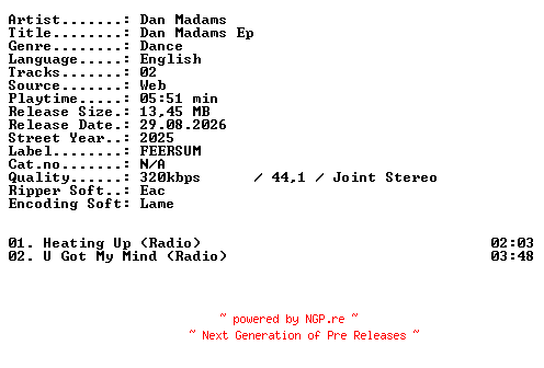 NFO for the release Dan_Madams-Dan_Madams_EP-WEB-2025-XTC_iNT by XTC_iNT