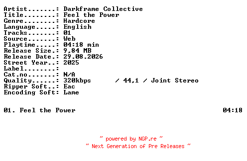 NFO for the release Darkframe_Collective-Feel_the_Power-SINGLE-WEB-2025-XTC_iNT by XTC_iNT