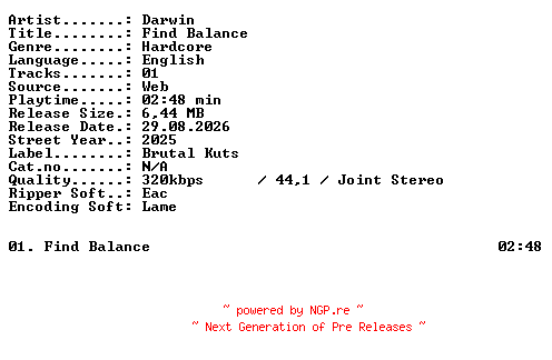 NFO for the release Darwin-Find_Balance-SINGLE-WEB-2025-XTC_iNT by XTC_iNT
