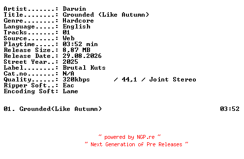 NFO for the release Darwin-Grounded_(Like_Autumn)-SINGLE-WEB-2025-XTC_iNT by XTC_iNT