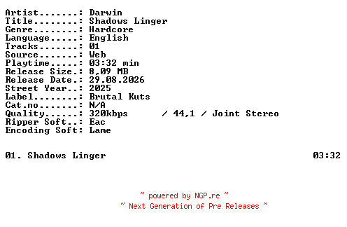 NFO for the release Darwin-Shadows_Linger-SINGLE-WEB-2025-XTC_iNT by XTC_iNT