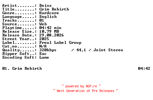 NFO for the release Dnixx-Grim_Rebirth-SINGLE-WEB-2025-XTC_iNT by XTC_iNT