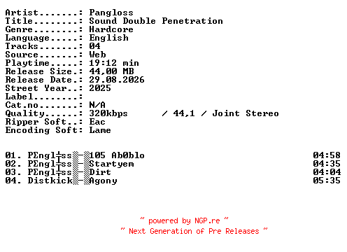 NFO for the release Pangloss-Sound_Double_Penetration-WEB-2025-XTC_iNT by XTC_iNT