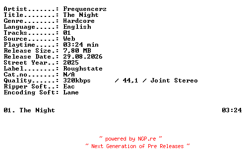 NFO for the release Frequencerz-The_Night-SINGLE-WEB-2025-XTC_iNT by XTC_iNT