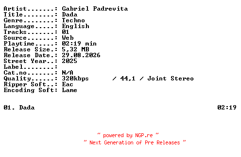 NFO for the release Gabriel_Padrevita-Dada-SINGLE-WEB-2025-XTC_iNT by XTC_iNT