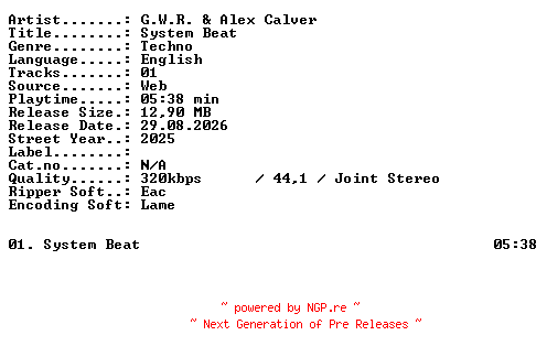 NFO for the release GWR_and_Alex_Calver-System_Beat-SINGLE-WEB-2025-XTC_iNT by XTC_iNT