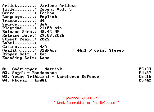 NFO for the release VA-Coven_Vol_5-WEB-2025-XTC_iNT by XTC_iNT