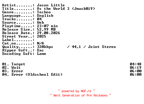 NFO for the release Jason_Little-Vs_the_World_3_(Jmask019)-WEB-2025-XTC_iNT by XTC_iNT