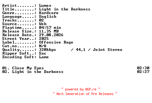 NFO for the release Lumex-Light_in_the_Darkness-WEB-2025-XTC_iNT by XTC_iNT