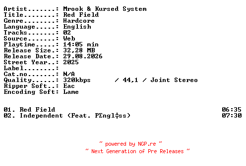 NFO for the release Mrook_and_Kursed_System-Red_Field-WEB-2025-XTC_iNT by XTC_iNT